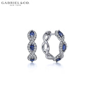 14kt Sapphire & Diamond Halo Twist Earrings