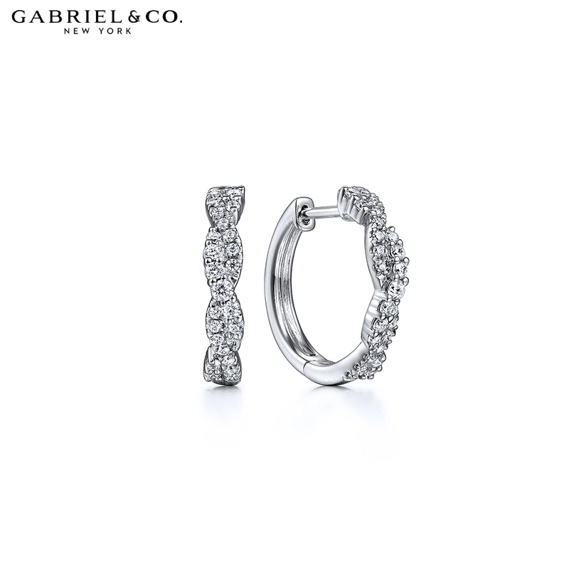 Natural Diamond Twisted Hoop Earrings