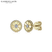 0.12cts Diamond Cut Gold Fluted Earrings