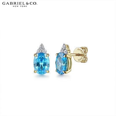 Swiss Blue Topaz & Diamond Earrings