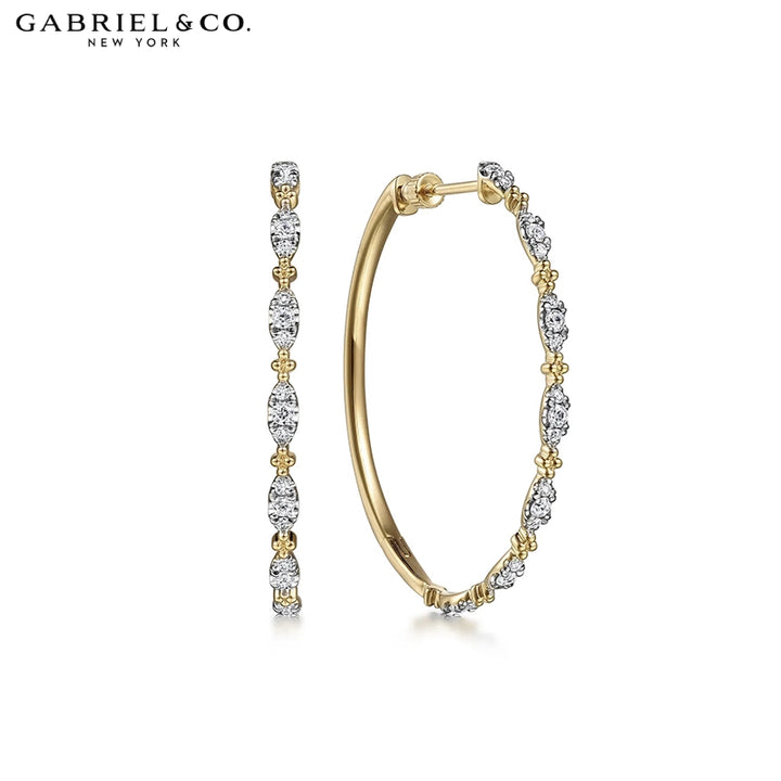 Natural Diamond Locking Hoop Earrings 40mm