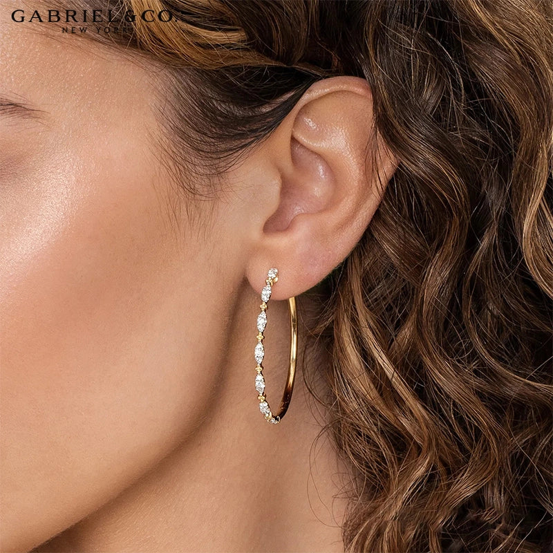 Natural Diamond Locking Hoop Earrings 40mm