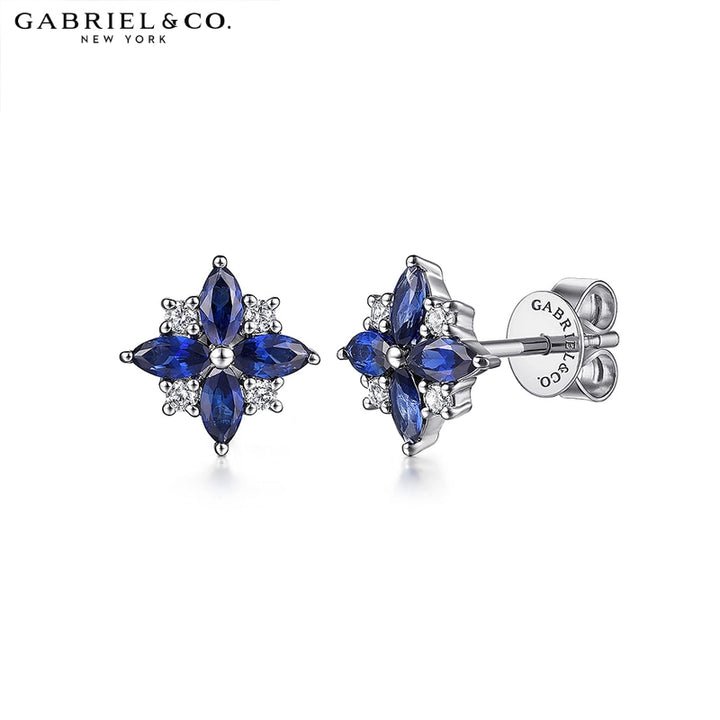 14kt Sapphire & Diamond Star Earrings
