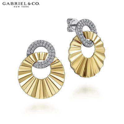 0.50cts Diamond Cut Gold Fluted Earrings
