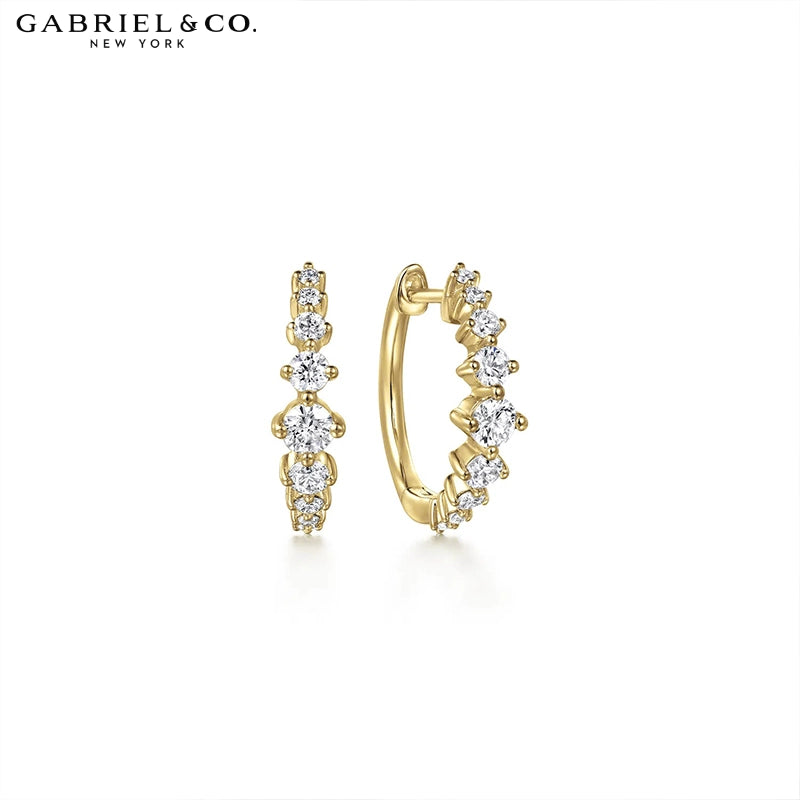 Natural Diamond Huggie Hoop Earrings 15mm
