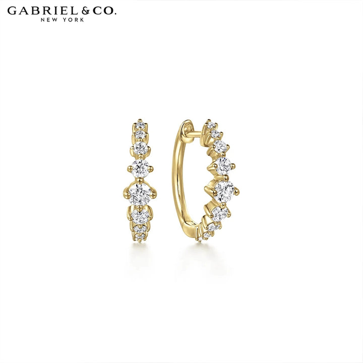 Natural Diamond Huggie Hoop Earrings 15mm