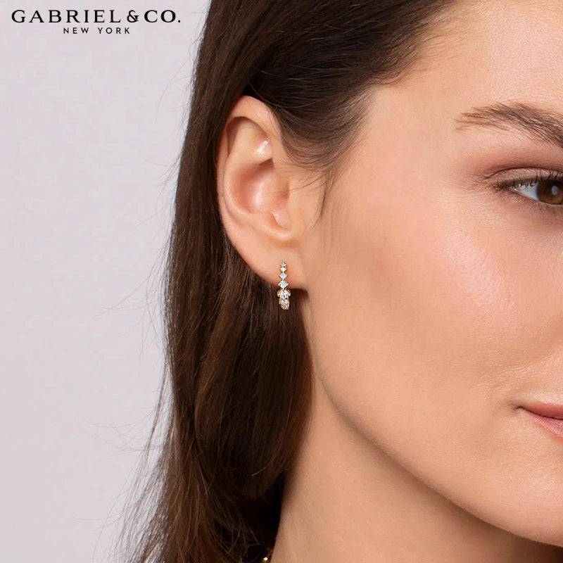 Natural Diamond Huggie Hoop Earrings 15mm