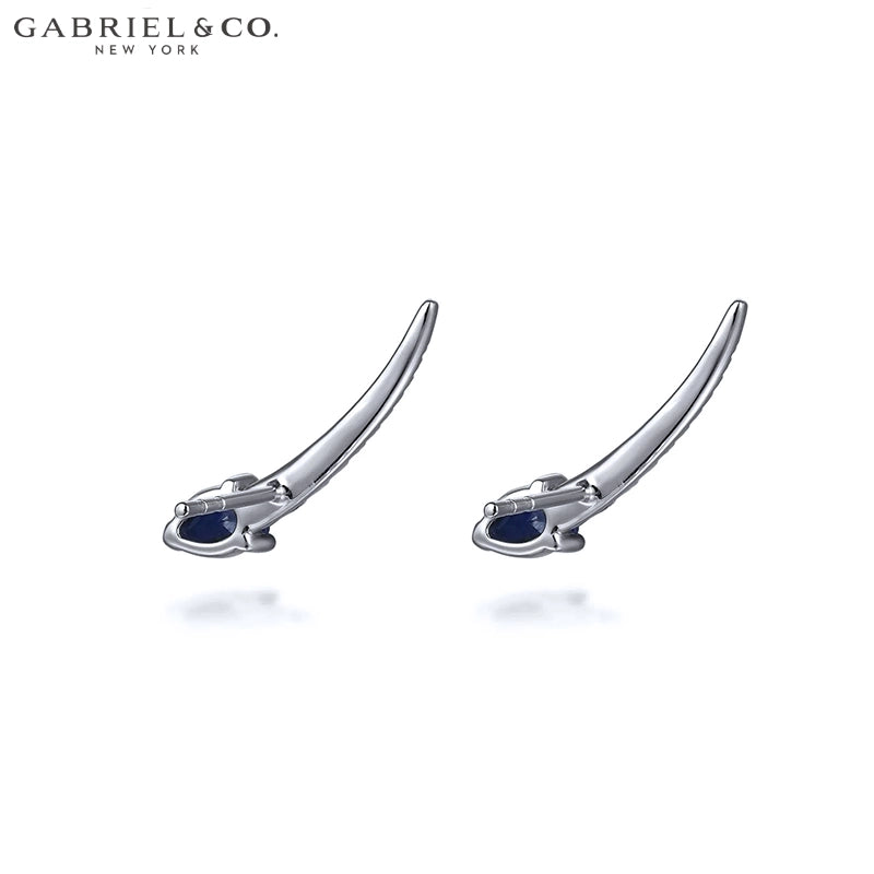14kt Genuine Sapphire & Diamond Climber Earrings