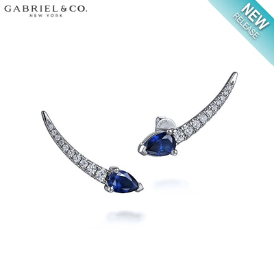 Genuine Sapphire & Diamond Climber Earrings