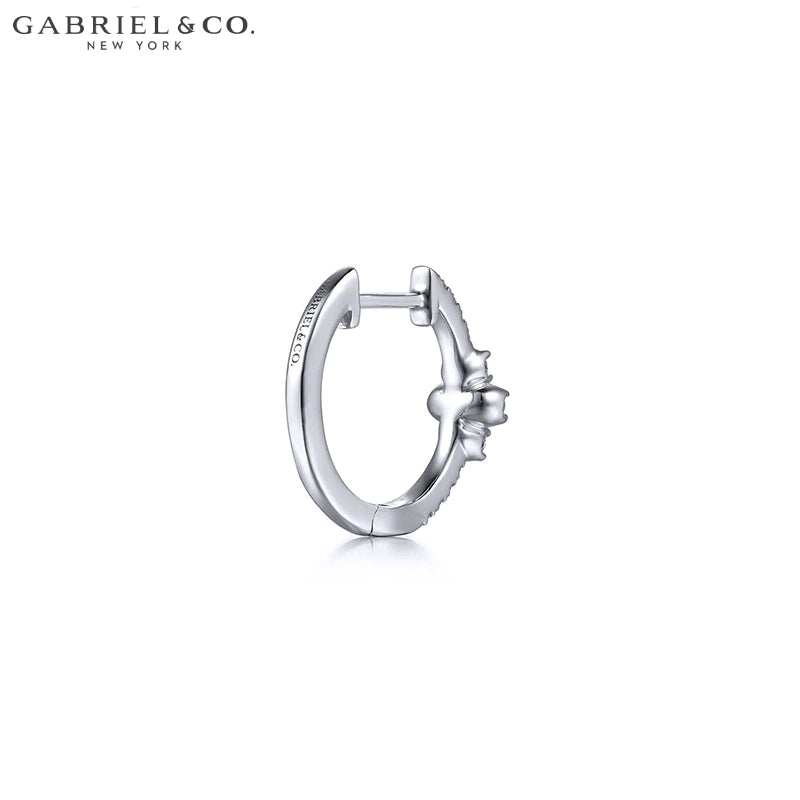 14kt Natural Diamond Hoop Earrings 15mm