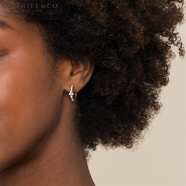 Natural Diamond Hoop Earrings 15mm