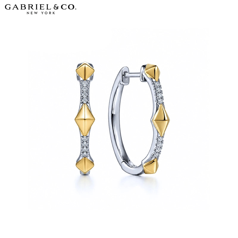 14kt Natural Diamond Hoop Earrings