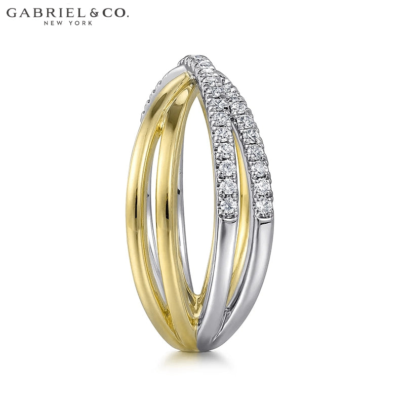 14kt 0.25cts Natural Diamond Criss Cross Ring