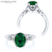 Oval Cut Lab Grown Emerald & Diamond Ring