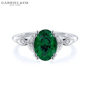Oval Cut Lab Grown Emerald & Diamond Ring