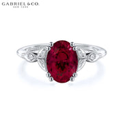Oval Cut Lab Grown Ruby & Diamond Ring