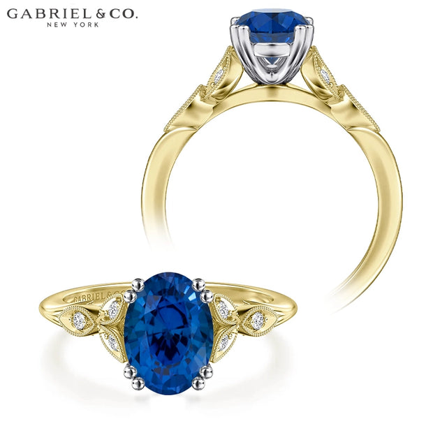 Oval Cut Lab Grown Sapphire & Diamond Ring