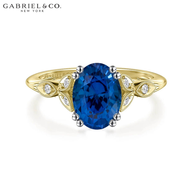 Oval Cut Lab Grown Sapphire & Diamond Ring