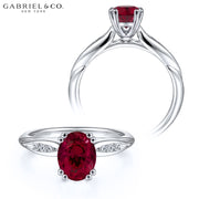 Oval Cut Lab Grown Ruby & Diamond Ring