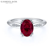 Oval Cut Lab Grown Ruby & Diamond Ring