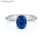 Oval Cut Lab Grown Sapphire & Diamond Ring