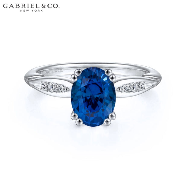 Oval Cut Lab Grown Sapphire & Diamond Ring