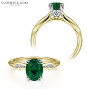 Oval Cut Lab Grown Emerald & Diamond Ring