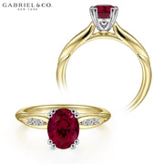 Oval Cut Lab Grown Ruby & Diamond Ring