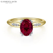 Oval Cut Lab Grown Ruby & Diamond Ring