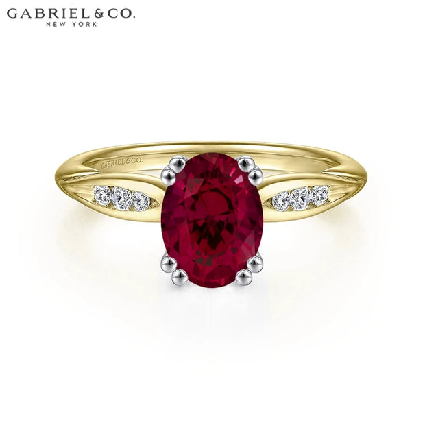 Oval Cut Lab Grown Ruby & Diamond Ring