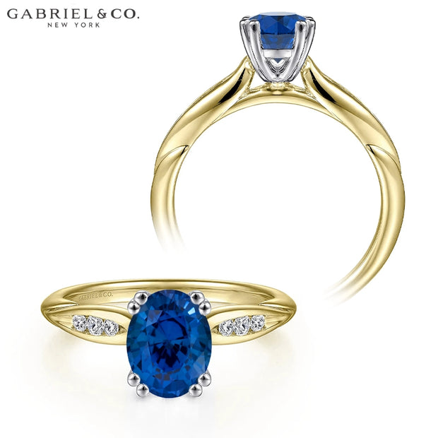 Oval Cut Lab Grown Sapphire & Diamond Ring