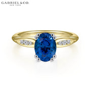 Oval Cut Lab Grown Sapphire & Diamond Ring