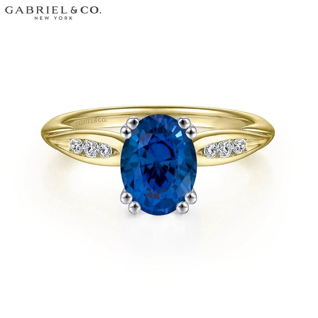 Oval Cut Lab Grown Sapphire & Diamond Ring