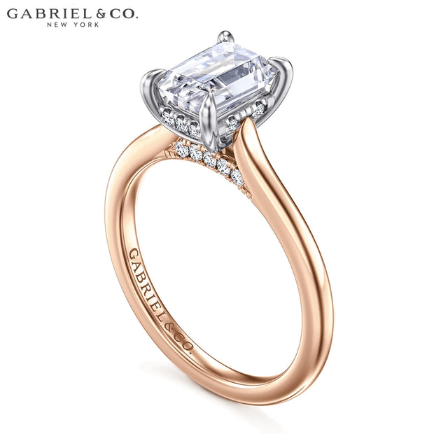 0.75ctr-3.00ctr Emerald Cut Diamond Customizable Hidden Halo Ring