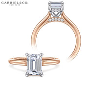 0.75ctr-3.00ctr Emerald Cut Diamond Customizable Hidden Halo Ring