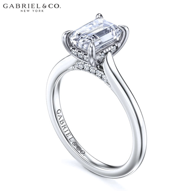 0.75ctr-3.00ctr Emerald Cut Diamond Customizable Hidden Halo Ring