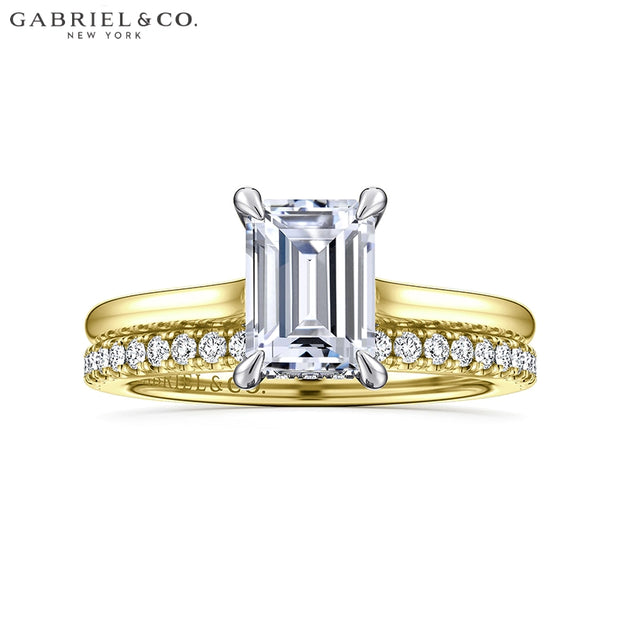 0.75ctr-3.00ctr Emerald Cut Diamond Customizable Hidden Halo Ring