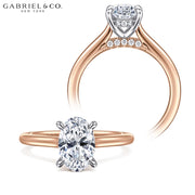 0.75ctr-3.00ctr Oval Cut Diamond Customizable Hidden Halo Ring