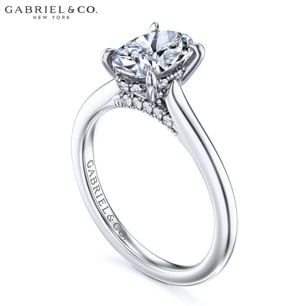 0.75ctr-3.00ctr Oval Cut Diamond Customizable Hidden Halo Ring