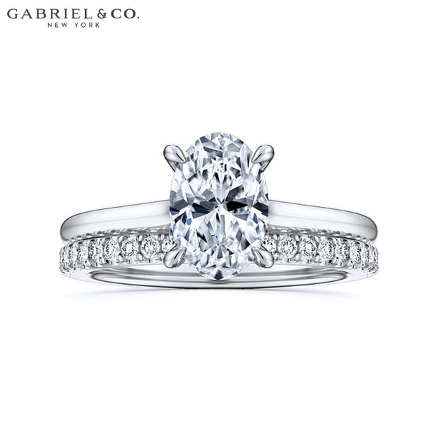 0.75ctr-3.00ctr Oval Cut Diamond Customizable Hidden Halo Ring