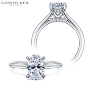 0.75ctr-3.00ctr Oval Cut Diamond Customizable Hidden Halo Ring