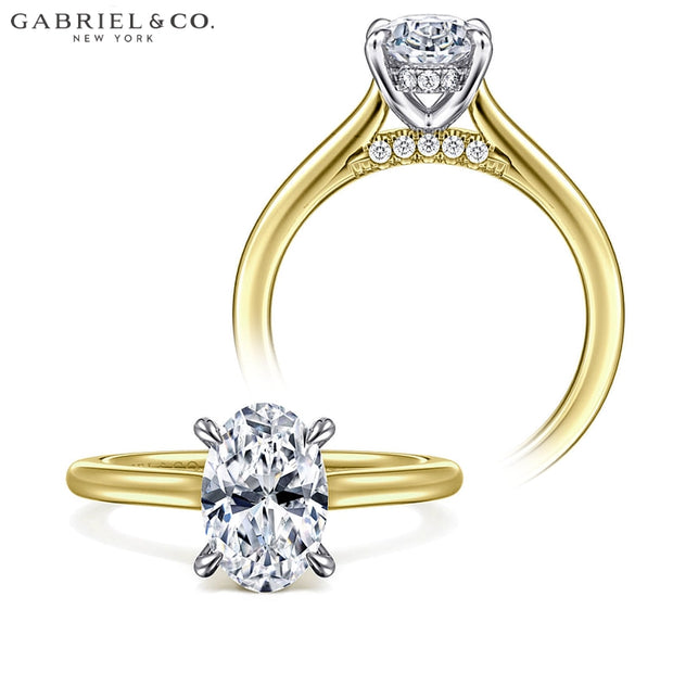 0.75ctr-3.00ctr Oval Cut Diamond Customizable Hidden Halo Ring