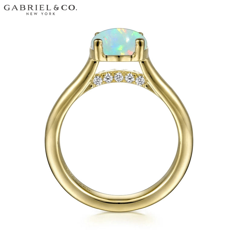 14kt Genuine Opal & Diamond Ring