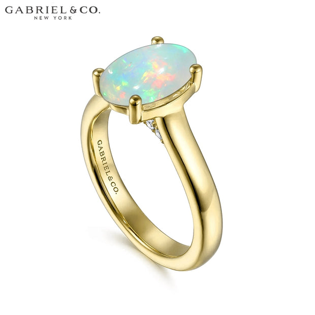 Genuine Opal & Diamond Ring