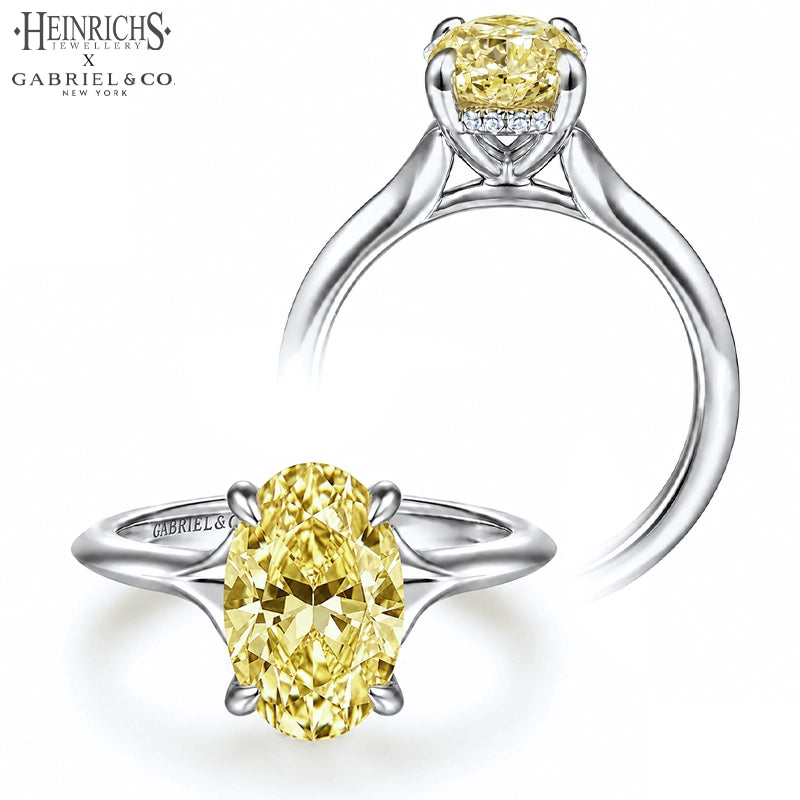 1.25ctr-2.50ctr Oval Cut Lab Grown Yellow Diamond Ring