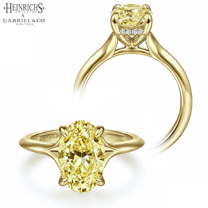 1.25ctr-2.50ctr Oval Cut Lab Grown Yellow Diamond Ring