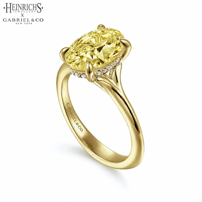 1.25ctr-2.50ctr Oval Cut Lab Grown Yellow Diamond Ring