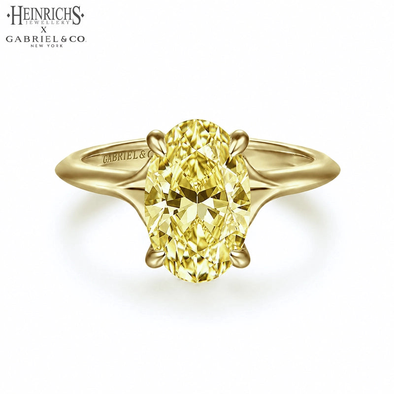 1.25ctr-2.50ctr Oval Cut Lab Grown Yellow Diamond Ring