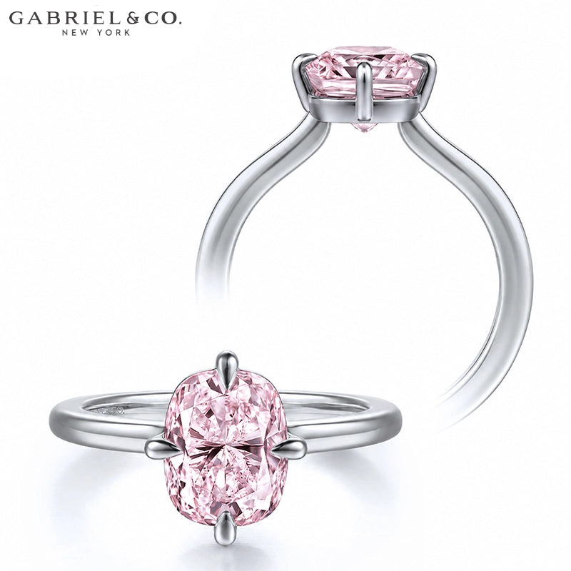 1.25ctr-2.50ctr Elongated Cushion Cut Lab Grown Pink Rosé Diamond Ring