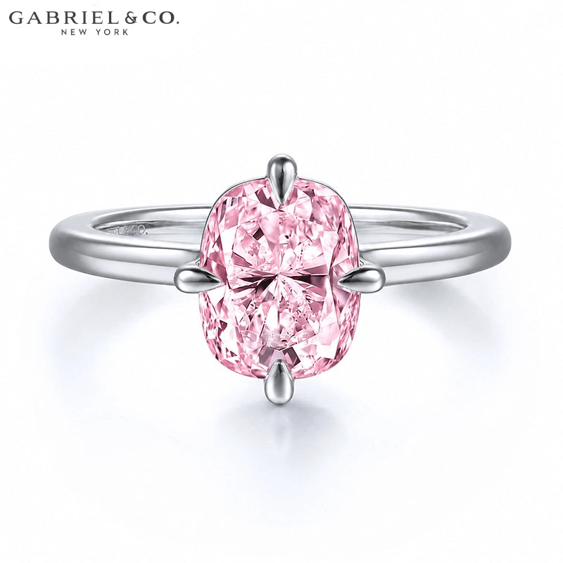 1.25ctr-2.50ctr Elongated Cushion Cut Lab Grown Pink Rosé Diamond Ring